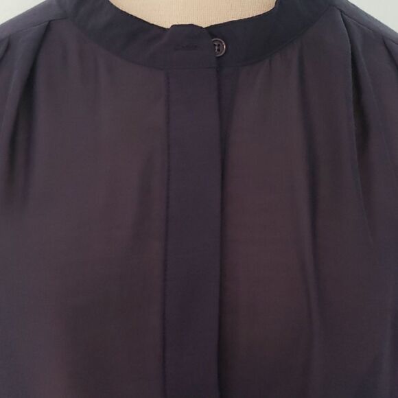 Women's blue Sheer blouse. Large, long sleeves, mature, oversized. - Picture 2 of 8